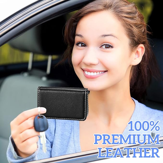 Outus 2 Pcs Business Card Holder, PU Leather Business Card Case Pocket Wallet - Image 6