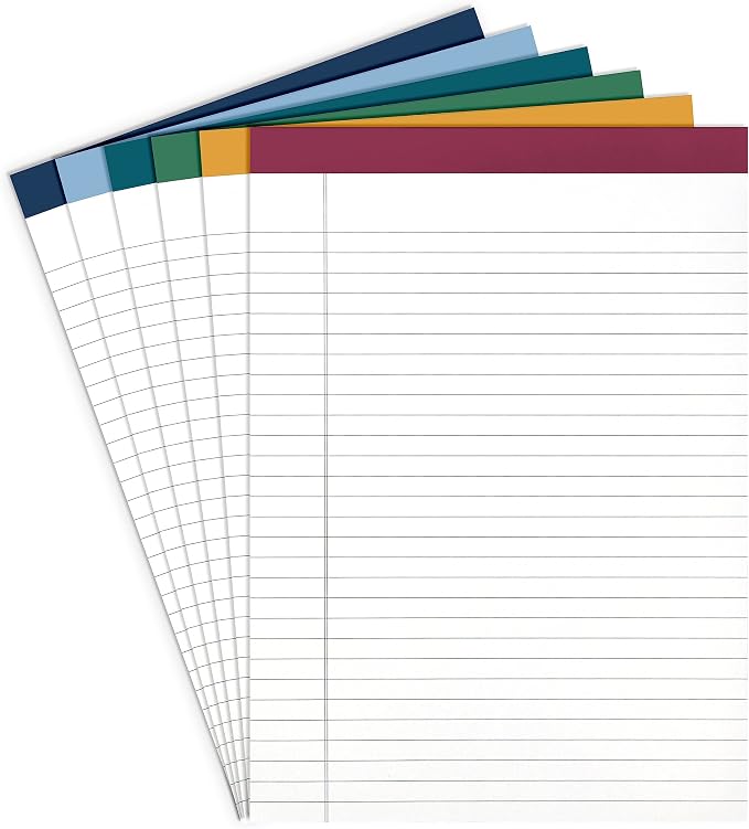 PAPERAGE Lined Legal Pads, 6 Pack, 50 Sheets Each, Wide/Legal Ruled, Note Pads by PAPERAGE
