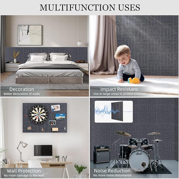 Large Cork Board Strips for Wall, 6 Pack Fabric Wall Tiles - Image 3