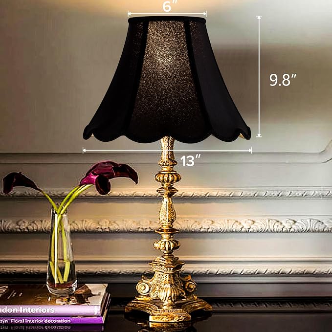 GOSO Black Scalloped Lamp Shades Set of 2 Medium Replac, Braids - Image 4