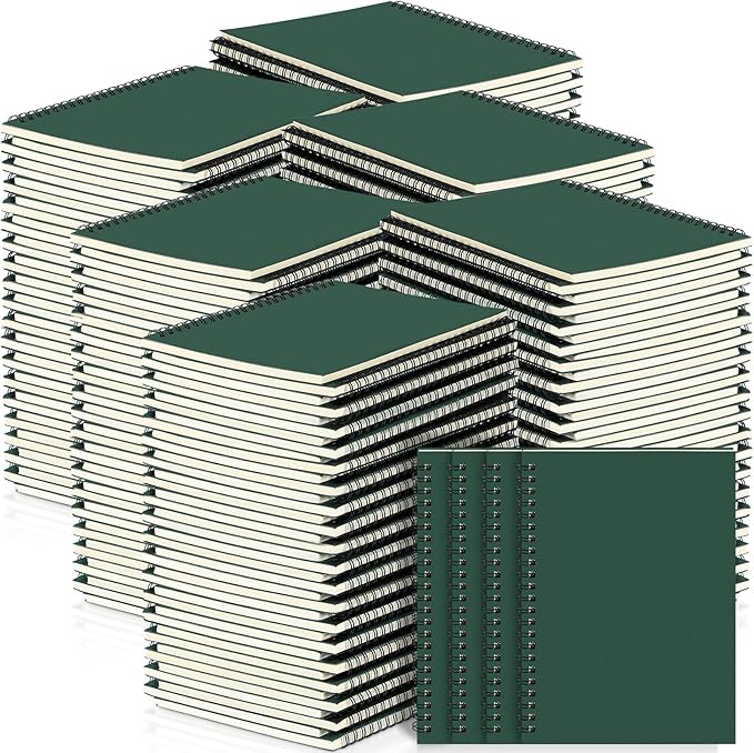 Yahenda 108 Pcs Spiral Notebook Bulk A5 Journal Lined 8.3'' x 5.5'' Writing Composition Paper Small Notepad Subject Notebook for Students Office Business Back to School Supplies (Deep Green)-DeskLoop Office