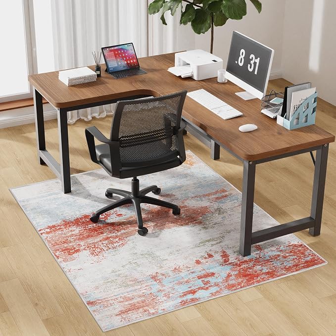 50"x60" Modern Abstract Office Chair Rug, Under Desk Rugs by FeelLifeEnjoyLifelmmerseYourselfInLife