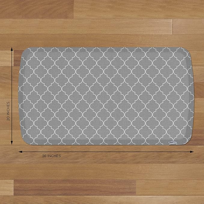 GelPro Elite Premier Anti-Fatigue Kitchen Comfort Floor Mat, 20x36", Trellis Classic Grey-DeskLoop Office