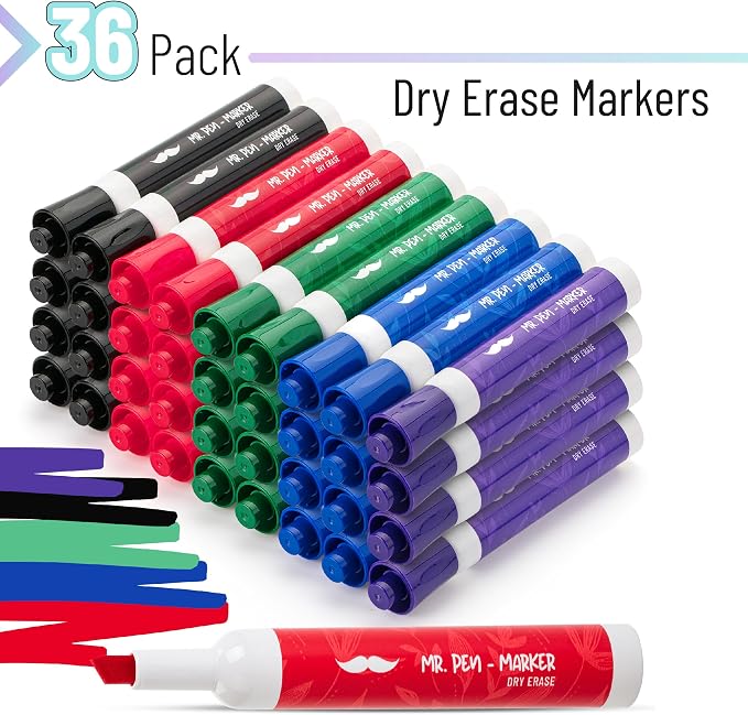 Mr. Pen- Dry Erase Markers, 36 Pack, Low Odor Ink | Chisel Tip, Bulk White - Image 2
