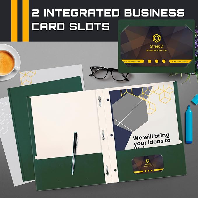 Better Office Products Dark Green 2 Pocket Folders - Image 4