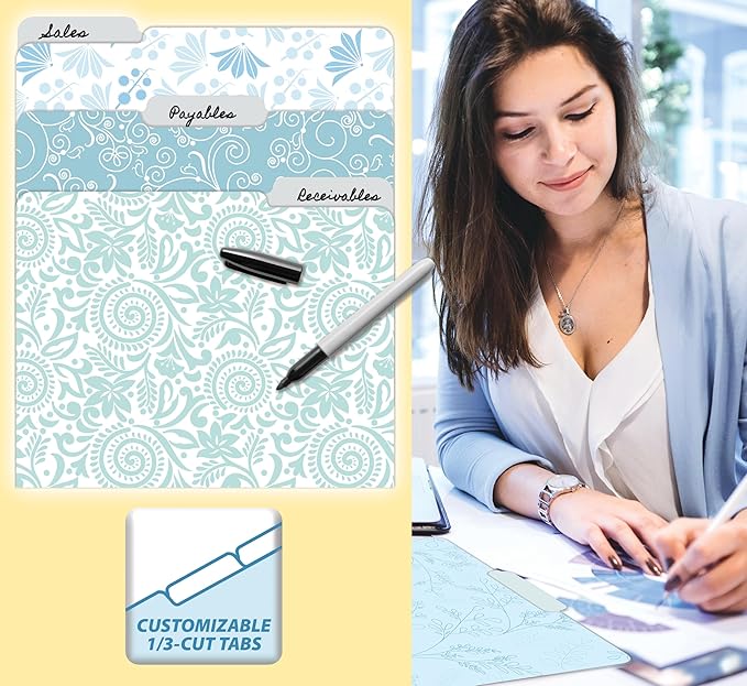 Better Office Products Decorative File Folders, 18 Pack, 9 Floral & Paisley - Image 2