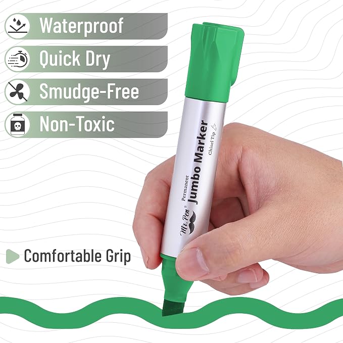 Mr. Pen- Jumbo Permanent Markers, 4 Pack, Chisel Tip, Wide Tip | Large - Image 5