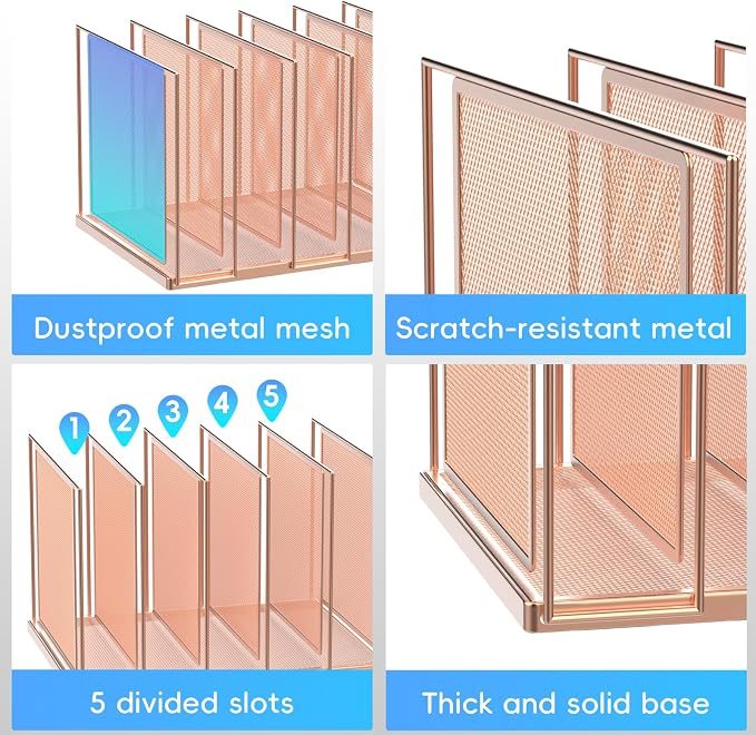 File Organizer for Desk, 5-Section Vertical File Sorter, Paper Holder Organizer - Image 4