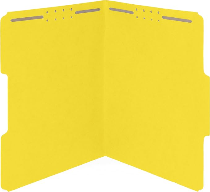 50 Yellow Fastener File Folders by BlueSummitSupplies