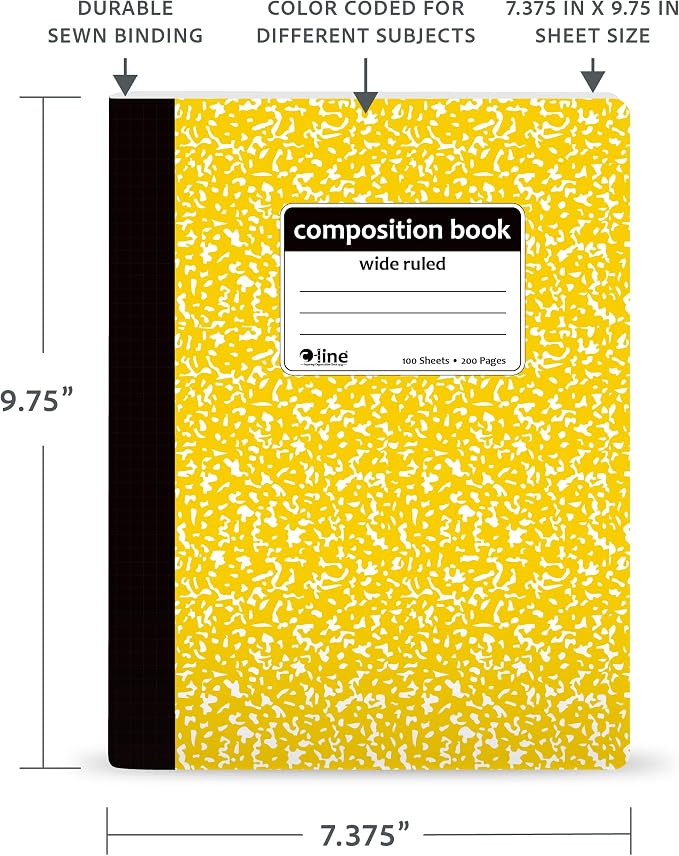 C-Line Composition Notebook, Wide Ruled, Marble Cover, 1 Notebook, Color May - Image 8