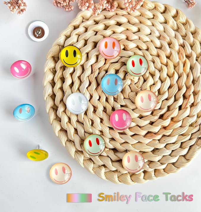 24Pcs Smiley Face Decorative Push Pins, Cute Thumb Tacks, Boarders - Image 3