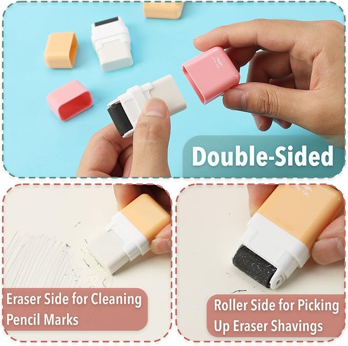 Mr. Pen- Eraser with Cover and Roller, 6 Pack, Pastel Colors | Cute Erasers - Image 4