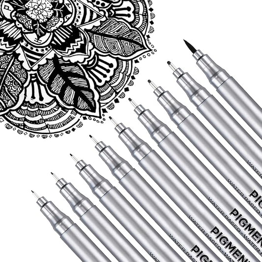 Dyvicl Micro-Pen Fineliner Pens, Black Pigment Liner Multiliner Archival Ink Micro Fine Point Pens for Drawing, Sketching, Journaling, Doodling, 9 Pack-DeskLoop Office