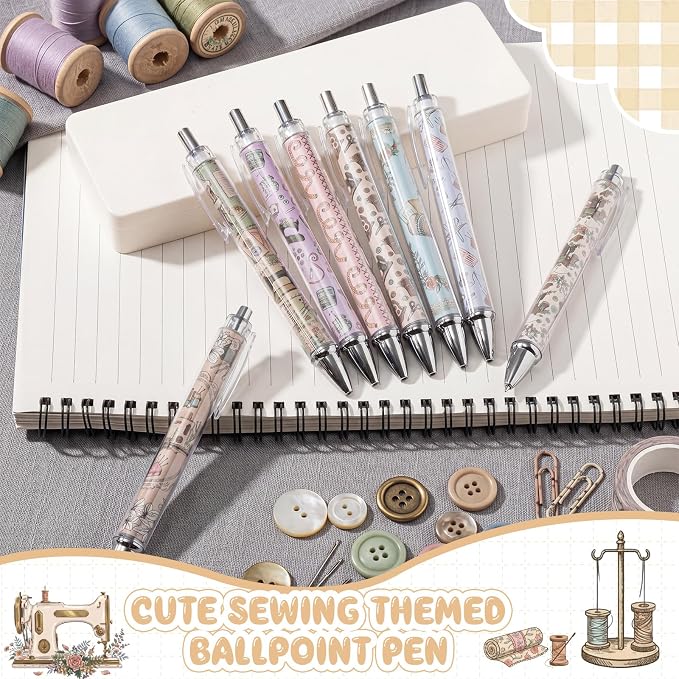 Ireer 8 Pcs Ballpoint Pens for Women 1.00 mm Cute Black Ink Pens Fine Point - Image 5