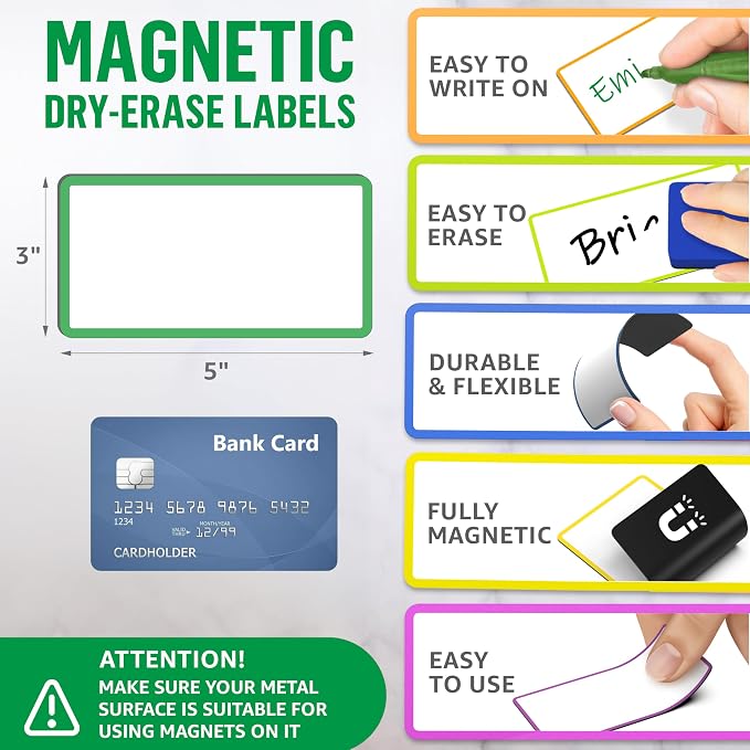 32 Pack Dry Erase Magnetic Labels 3x5 in - Image 2