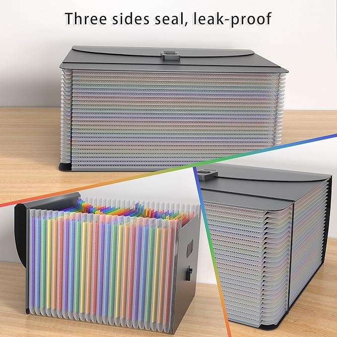 25 Pockets Expanding File Folders, Portable Accordion File Organizer, - Image 4
