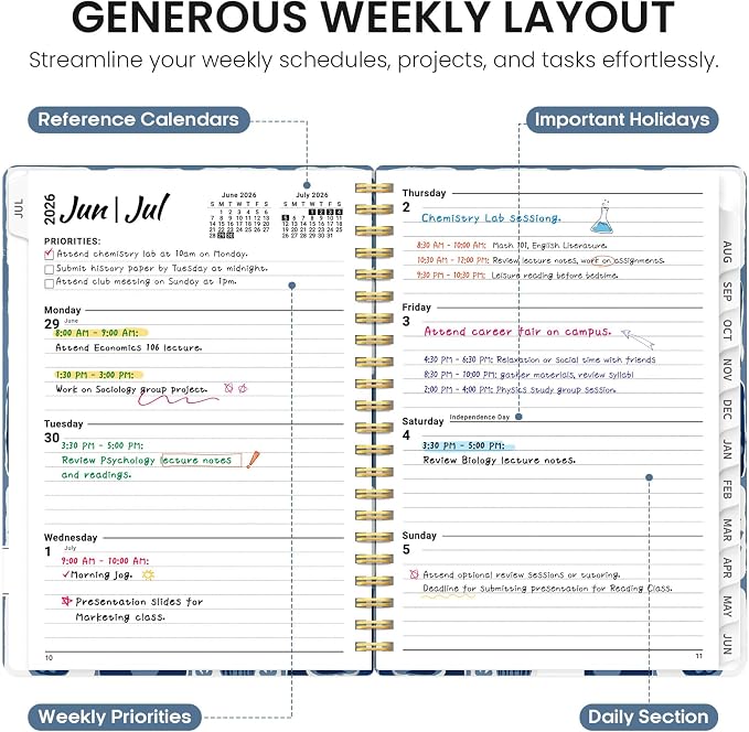 Planner 2026-2027, Academic Year Monthly and Weekly Calendar Planner, Jul 2026 - Image 3