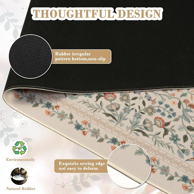 iCasso Aesthetic Floral Desk Mat, L Mouse Pads, Anti-Slip Mousepad - Image 4