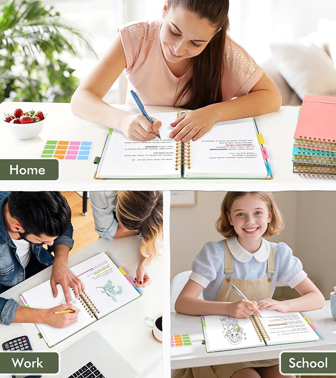5 Subject Blank Notebook with Removable Dividers Tabs, 300 Pages Hardcover - Image 7