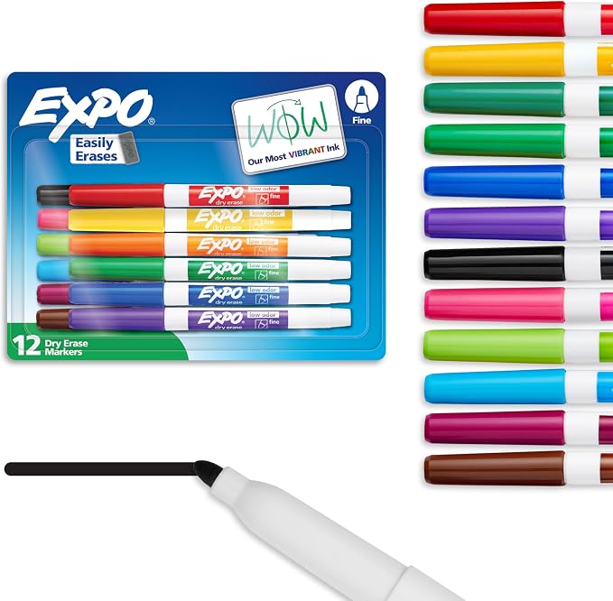 EXPO Dry Erase Markers, Low Odor Ink, Fine Tip, Office Supplies by Unknown