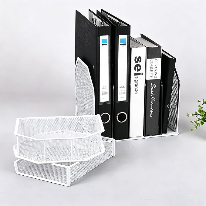 5-Section Mesh Desktop File Sorter Organizer, Adjustable File Organizer - Image 5
