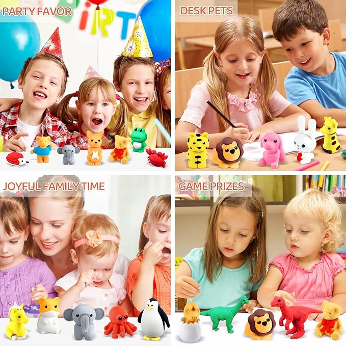 URSKYTOUS 81Pcs Animal Erasers Desk Pets - Image 3