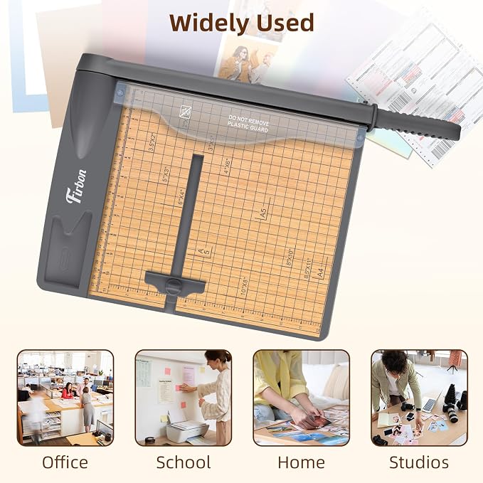 Firbon 12-Inch Wood Base Guillotine Paper Cutter, Heavy Duty 30-Sheet Capacity - Image 7