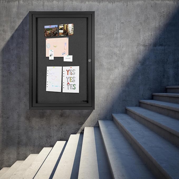INNOVART Enclosed Bulletin Board 36” x 24”, Lockable Fabric Noticeboard - Image 7