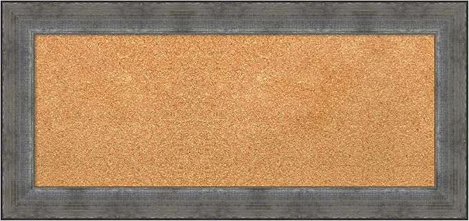 Amanti Art Natural Cork Board for Wall, 16x34 Vision Board with Silver Wood Frame, Medium Corkboard Office Decor for Home Organization, Casual Corkboard Pinboard to Display Items for Home-DeskLoop Office