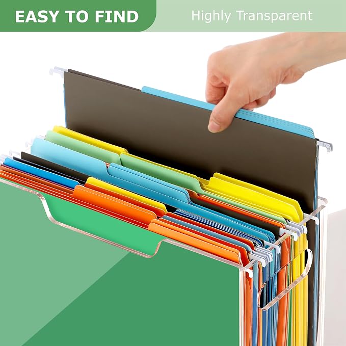 Acrylic Hanging File Folder Organizer, Letter Size Clear Filing Organizer Box - Image 5
