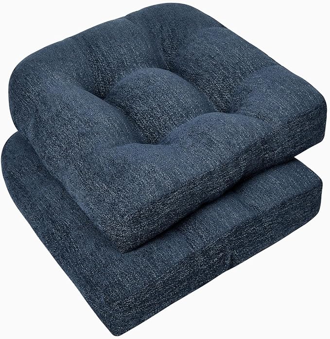 downluxe Chair Cushions for Dining Chairs 2 Pack, Tufted Indoor Chair Pads by Downluxe