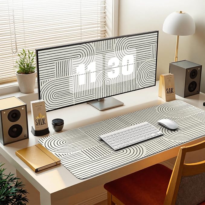 iCasso White Desk Matt for Desktop, Cute Desk Pad Mat, Large Mouse Pad - Image 7