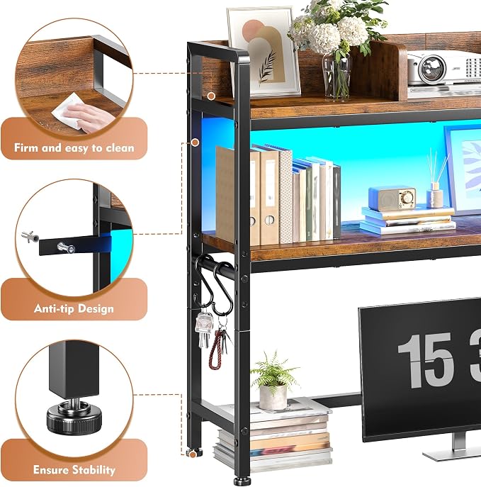 REIBII 2-Tier Desk Shelf with LED - Image 4