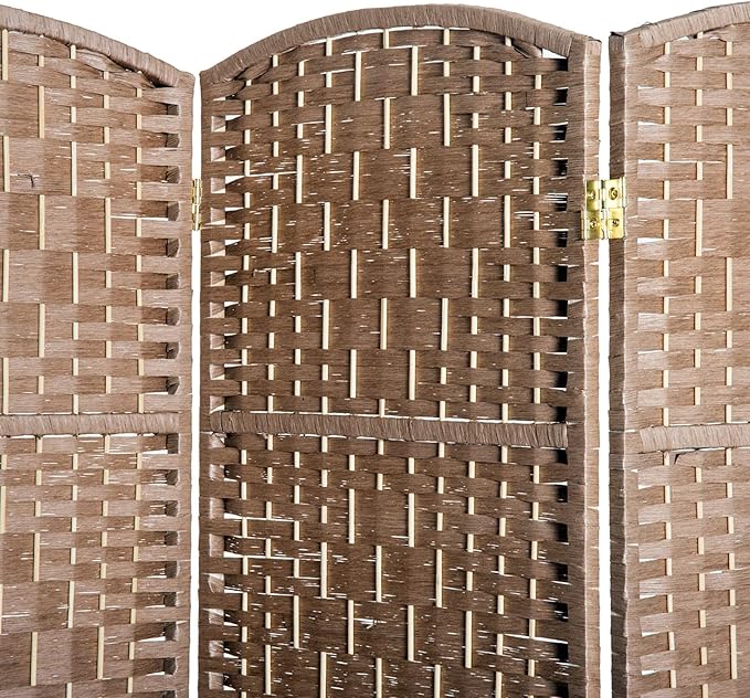NicBex Room Divider 3 Panel Room Dividers with Wicker Weave Design Partition Room Dividers and Folding Privacy Screens 6 FT Wall Divider for Office, Room Separation,53.25"W x 0.75"D x 70.75"H, Natural-DeskLoop Office