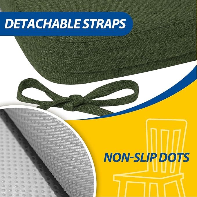 AAAAAcessories D-Shaped Chair Cushions, Machine-Washable Cover, Dark Olive Green - Image 5