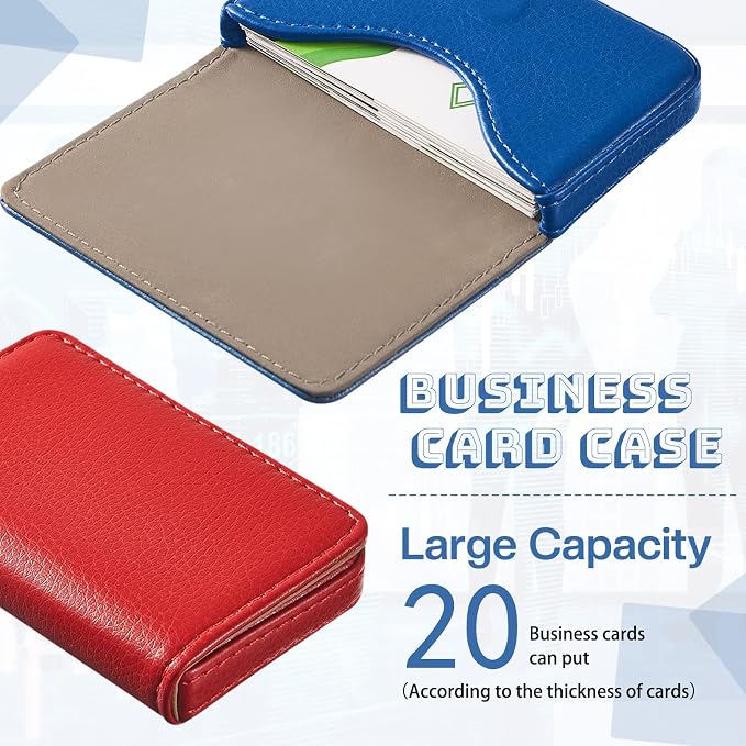 Outus 2 Pcs Business Card Holder, PU Leather Business Card Case Pocket Wallet - Image 3