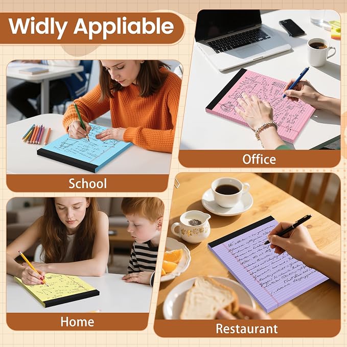 Legal Pads 8.5 X11, Narrow Ruled Notepads, 10 Pack, 50 Sheet/Pad, Colored Legal - Image 6