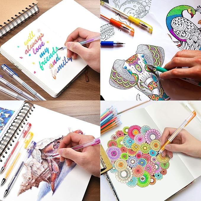 264 Pack Gel Pens Set,132 Colored Gel pen with 132 Refills 100% More Ink, Include Glitter Metallic Pastel Neon Morandi Gel Pens for Adults Coloring Books Drawing Crafts Bullet Journaling-DeskLoop Office