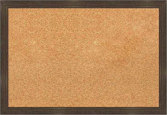 Amanti Art Natural Cork Board for Wall, 18x26 Vision Board with Brown Wood Frame, Medium Corkboard Office Decor for Home Organization, Casual Corkboard Pinboard to display items for home organization-DeskLoop Office
