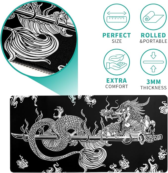 Dragon Gaming Mouse Pad Black Large Mouse Pad - Image 5
