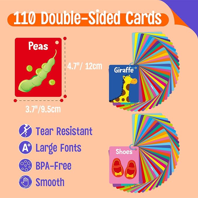 110 PCS Sight Word Flashcards, Double Sided Cards- Alphabet, Home Object - Image 2