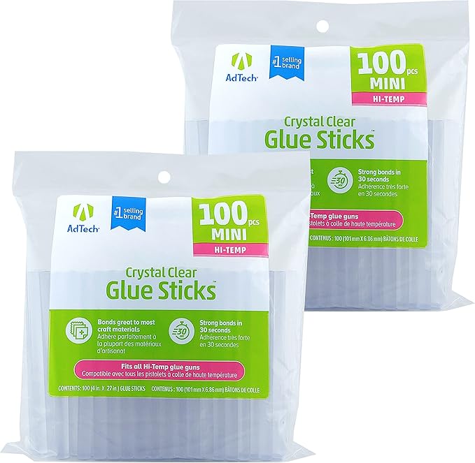 Adtech 100ct-2pk 2-100ct High Temp Mini Size Glue Sticks, 2 Pack, Clear-DeskLoop Office