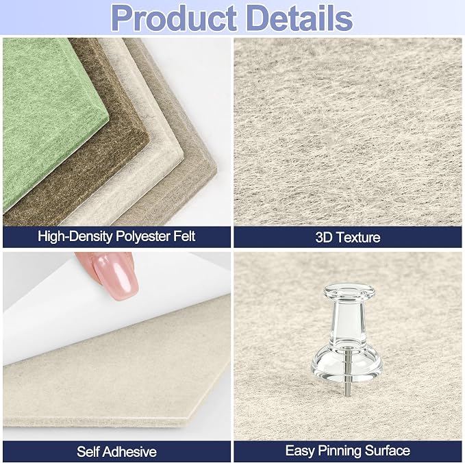 8PCS Hexagon Cork Board Tiles, Self-Adhesive Felt Bulletin - Image 3