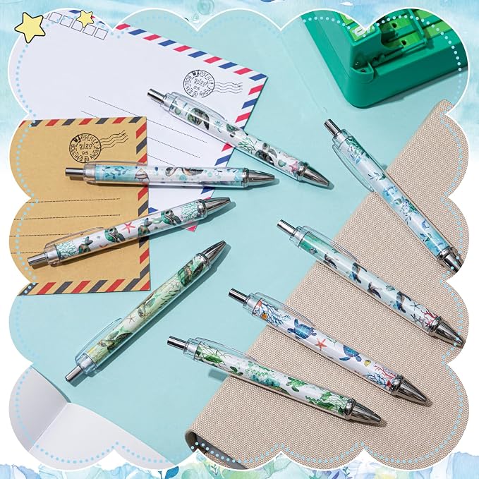 Ireer 8 Pcs Ballpoint Pens for Women 1.00 mm Cute Black Ink Fancy Pens Fine - Image 3