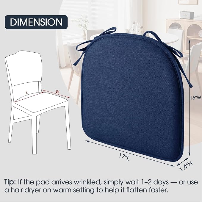 TushGuard Chair Cushions, 4 Pack Memory Foam Chair Pads, Thin Seat Cushion - Image 5