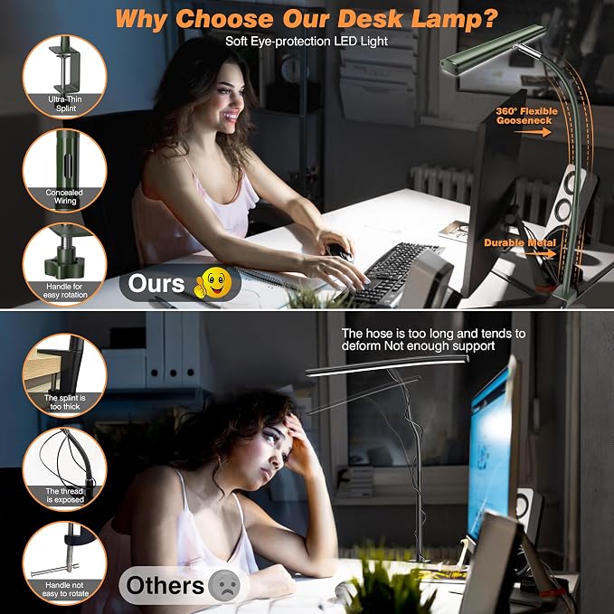 Airlonv LED Desk Lamp for Office Home, Eye-Caring Desk Light - Image 4