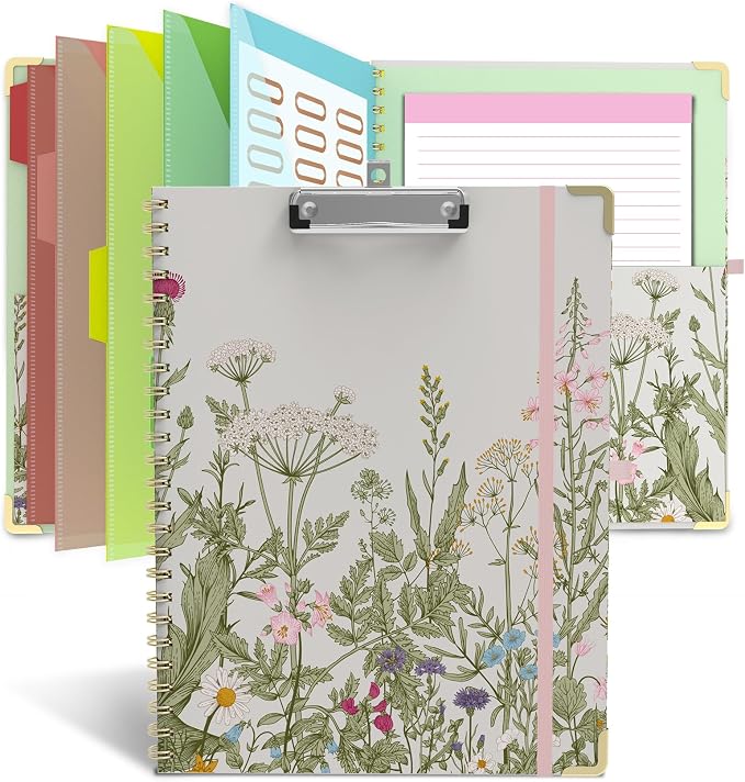 Clipboard Folio with Storage 8.5 X 11 Padfolio Notebook, Clipboards with by TELOENCE