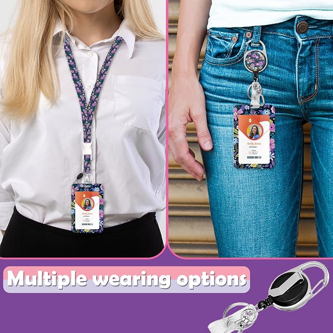 ID Badge Holder with Lanyard, Retractable ID Badge Card Holders Detachable Neck - Image 2