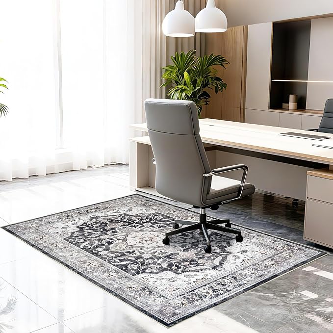 Office Chair Mat for Hardwood Tile Floor, Machine Washable Office Area Carpet by Ufeekare