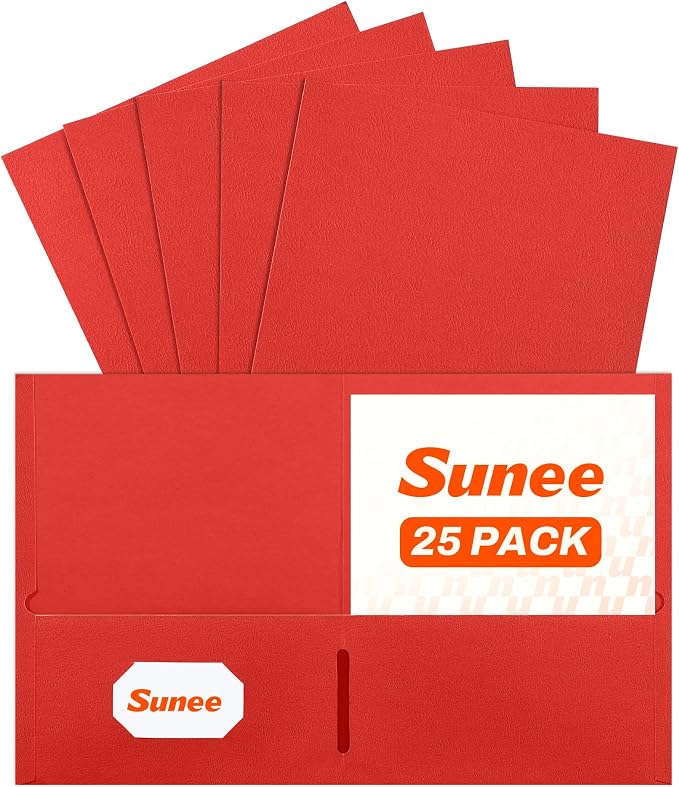 SUNEE Folders with Pockets, 2 Pocket Folders Fit Letter Size Paper, Paper File by SUNEE